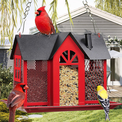 Metal Hanging Bird Feeder with 3 Compartments