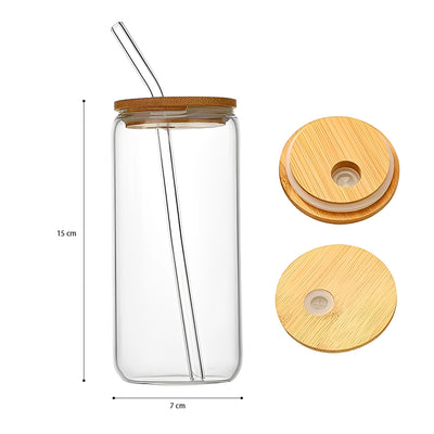 Glass Tumbler Set with Bamboo Lids (Set of 4)