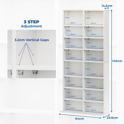 8 Tier CD DVD Adjustable Rack Shelf - White