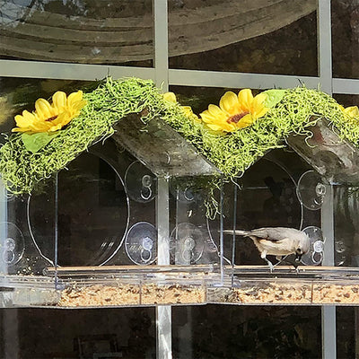 Transparent Acrylic Window Bird Feeder