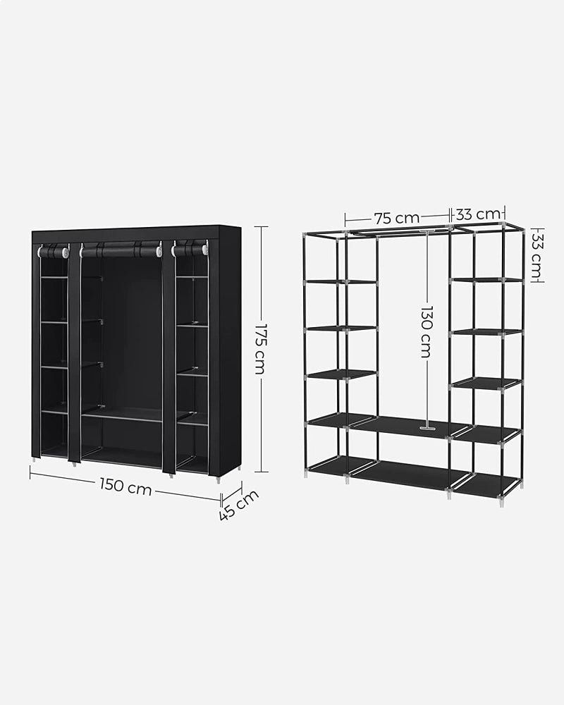 Portable Wardrobe Clothes Storage Organiser (Black)