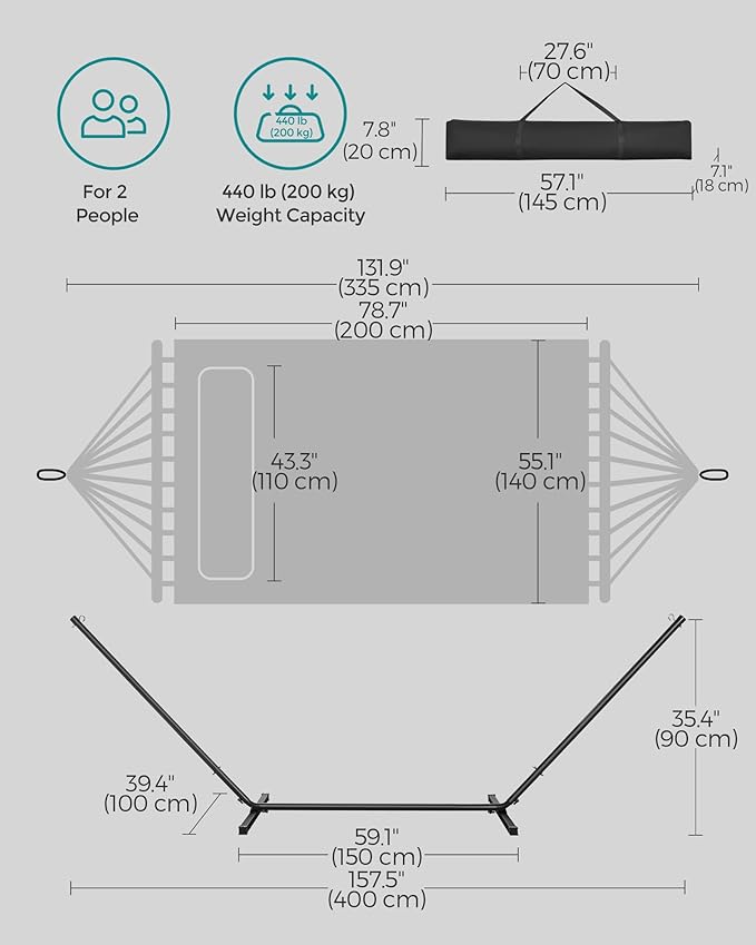 Hammock with Stand – Black & Grey