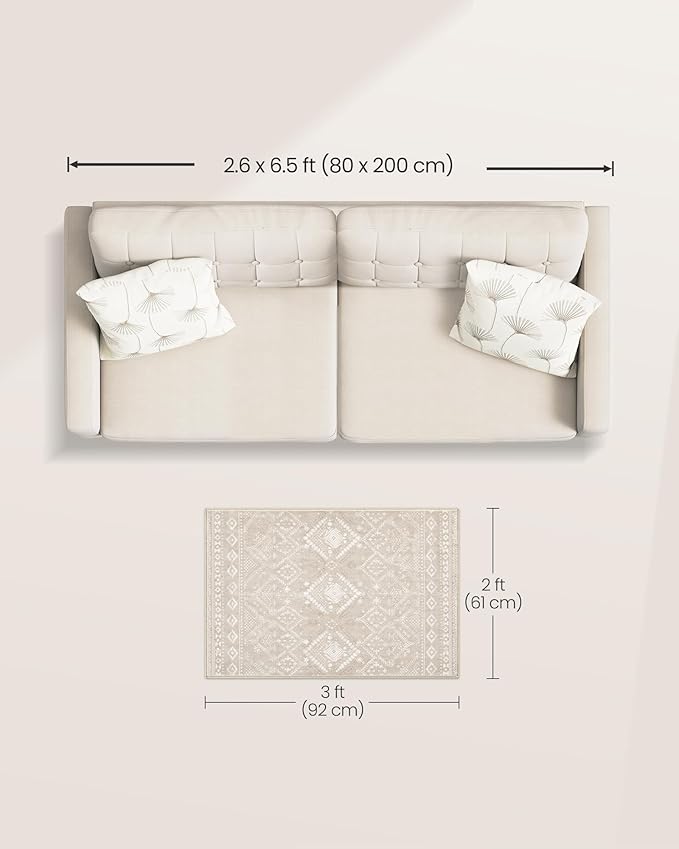 Boho Style Rug 61 x 92 cm - Beige