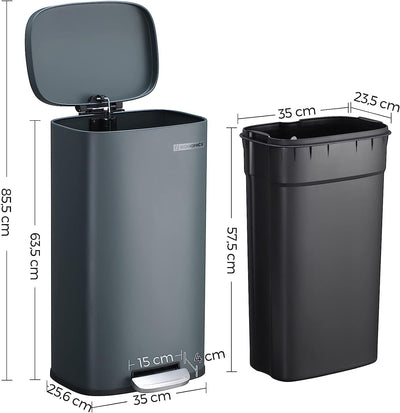 Kitchen Rubbish Bin 30L Grey