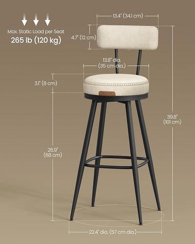 Swivel Bar Height Stools (Set of 2)