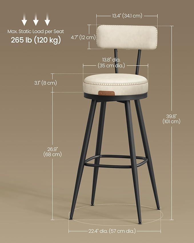 Swivel Bar Height Stools (Set of 2)