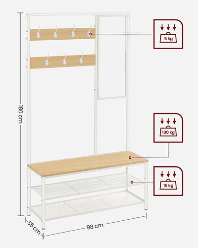 Vasagle Coat Rack Stand with Shoe Storage and Mirror