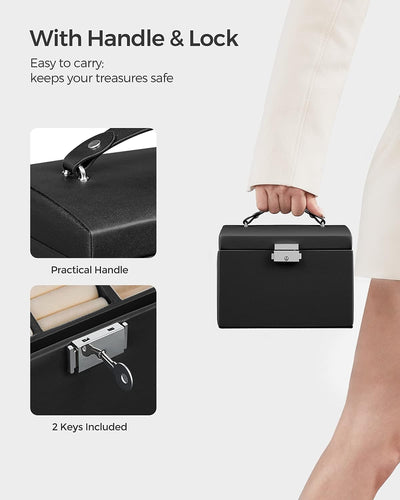 Lockable Jewellery Travel Case - Black