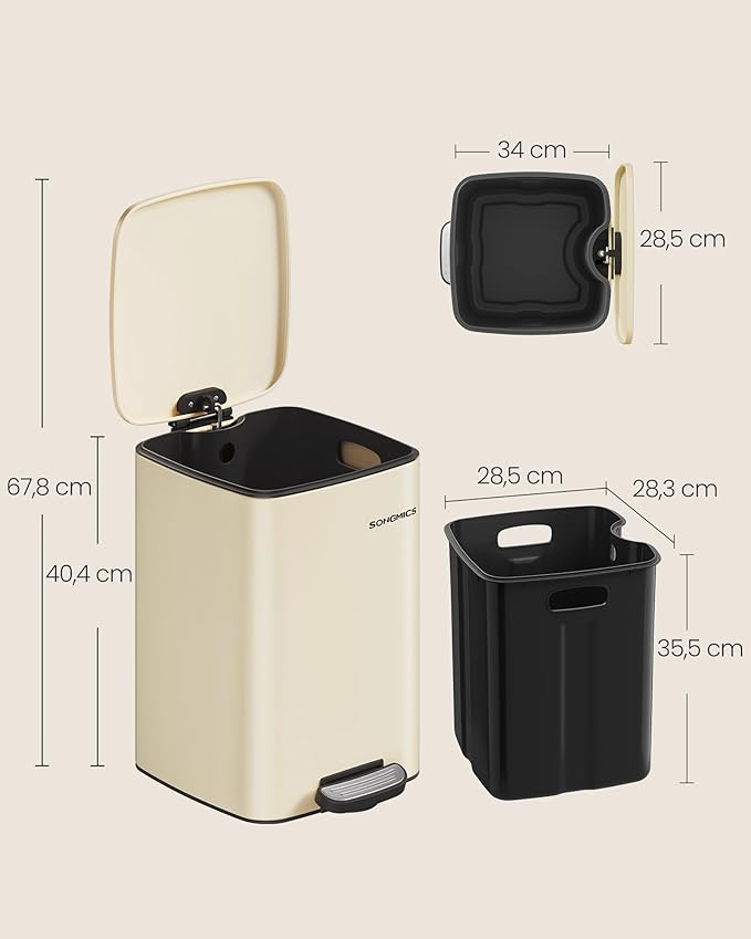 Kitchen Rubbish Bin 20L - Beige