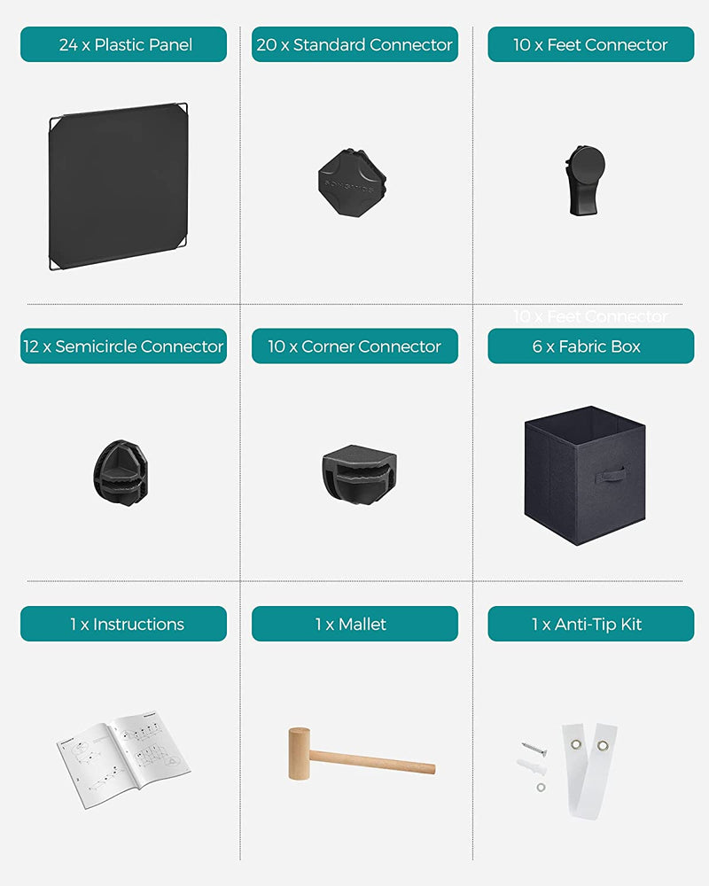 Storage Organiser with Storage Boxes (Set of 6)