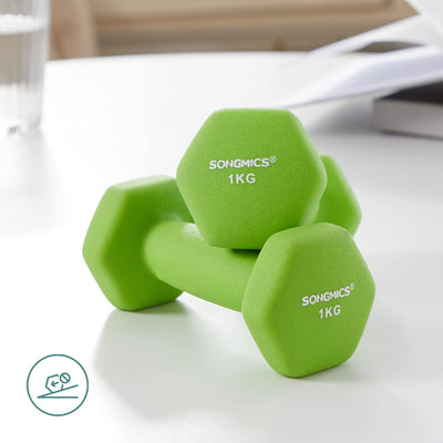 Dumbbell Set with Rack - Lime, Teal & Grey (Set of 6)