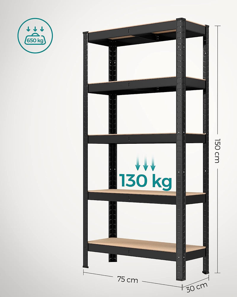 5-Tier Boltless Shelving Unit 30 x 75 x 150 cm (Set of 2)
