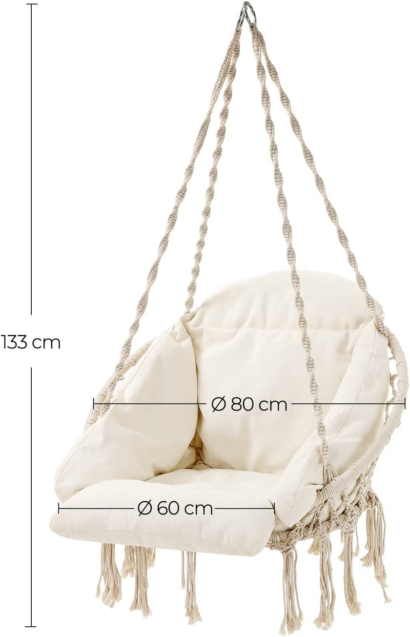 Hammock Chair with Large Cushion - Cream