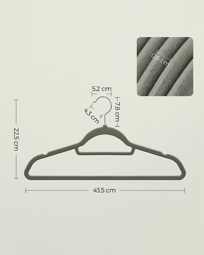 Velvet Coat Hangers Grey (Set of 20)