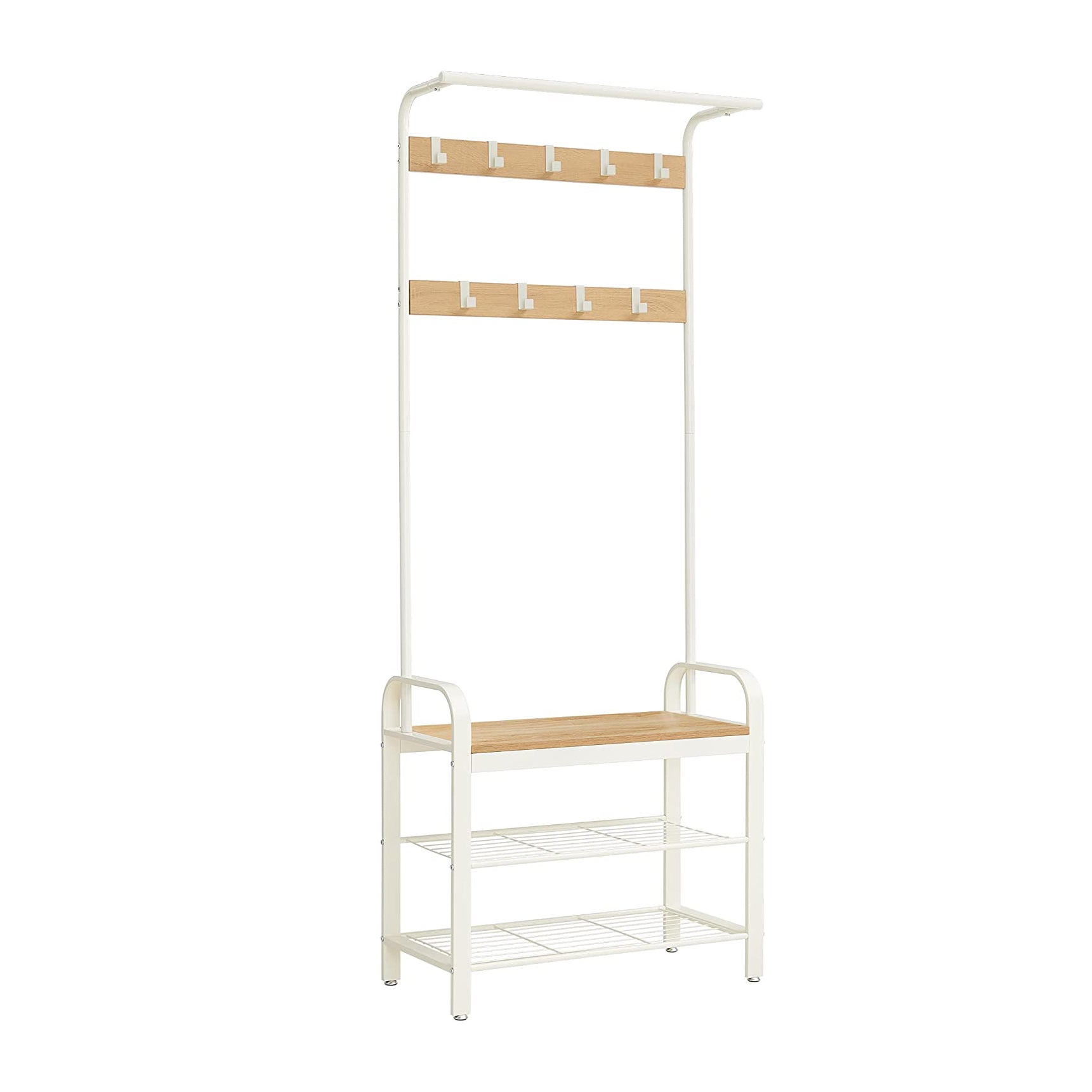 Hallway Storage Coat Rack Oak & Cream - 4-in-1 | Vasagle – Space General