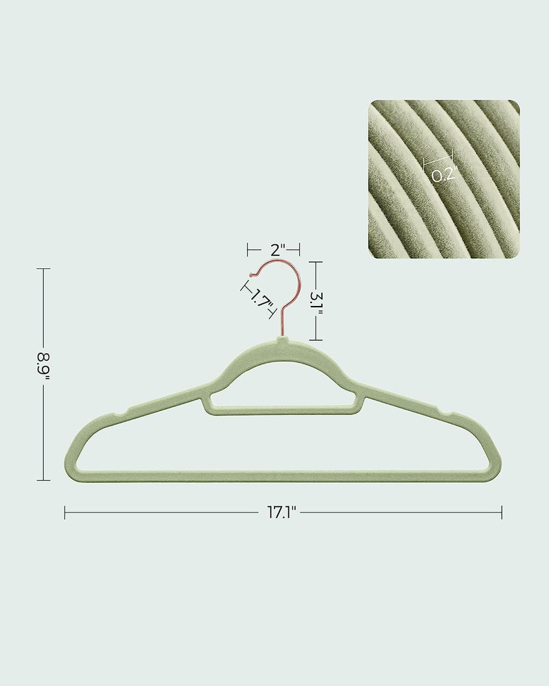 Velvet Coat Hangers Pale Green (Set of 50)