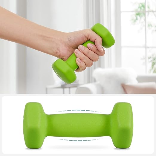 Dumbbell Set with Rack - Lime, Teal & Grey (Set of 6)