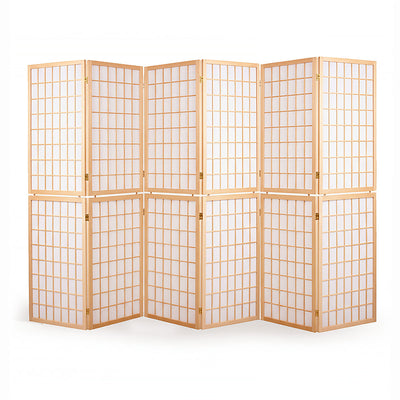 6-Panel Wooden Room Divider - Natural