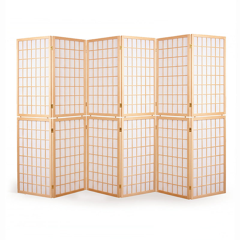 6-Panel Wooden Room Divider - Natural
