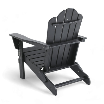 Adirondack Outdoor Chair with Cup Holder - Black