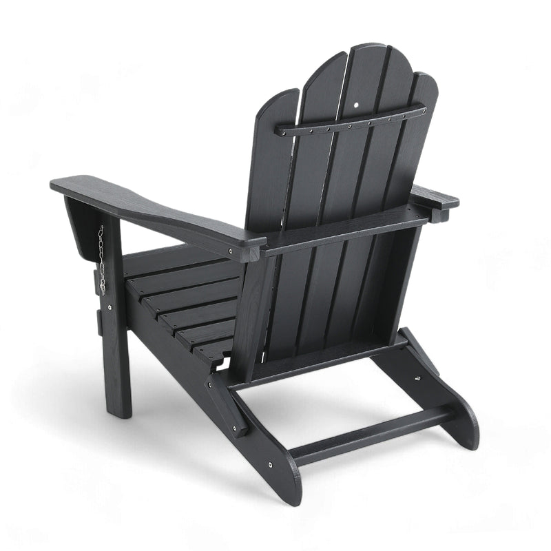 Adirondack Outdoor Chair with Cup Holder - Black