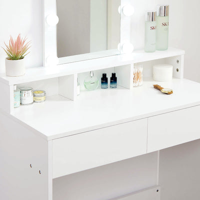 Ella Dressing Table with LED Lights & Stool – White