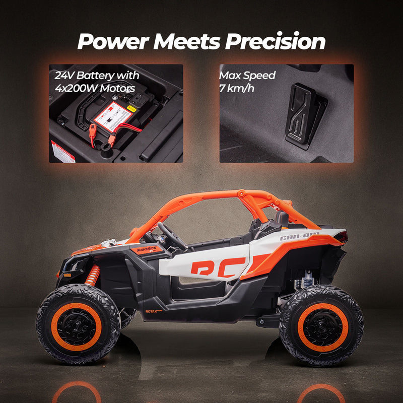 Kids Ride On UTV – Can-Am Maverick 24V Electric Car (Orange)