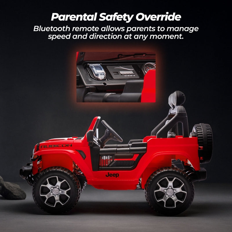 Kids Ride On Jeep – Wrangler Rubicon 12V Electric Car (Red)