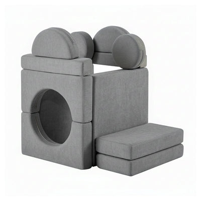 Modular Kids Play Couch – 14Pcs Convertible Sofa (Charcoal Grey)