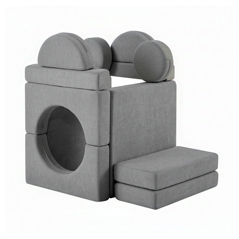 Modular Kids Play Couch – 14Pcs Convertible Sofa (Charcoal Grey)