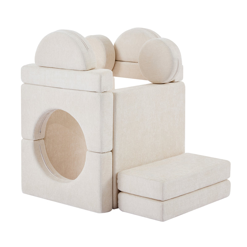 Modular Kids Play Couch – 14Pcs Convertible Sofa (Cream White)