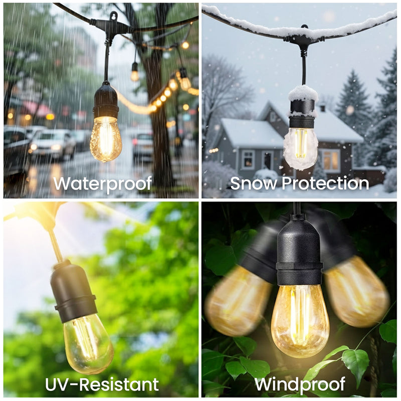 10M LED Outdoor String Lights with 10+3 Bulbs