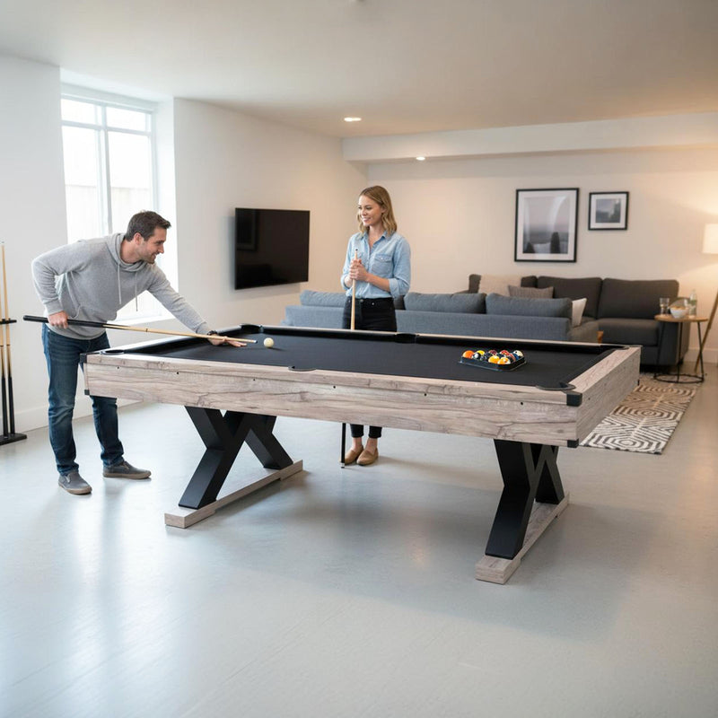7ft 3-in-1 Game Table – Pool, Table Tennis & Air Hockey Combo with Cues, Net, Paddles & Balls