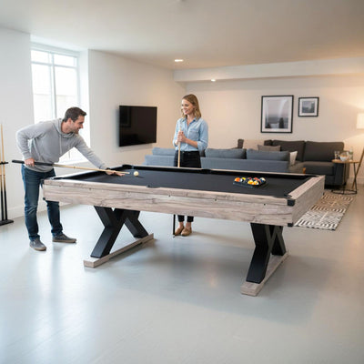 7ft 3-in-1 Game Table – Pool, Table Tennis & Air Hockey Combo with Cues, Net, Paddles & Balls