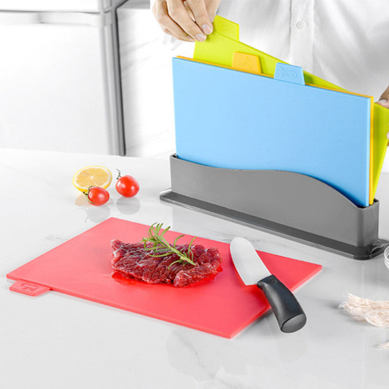 Plastic Cutting Board Set with Storage Stand