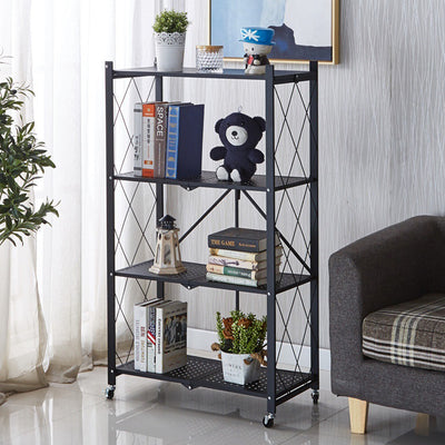 Foldable 4-Tier Metal Rack Storage Shelving Unit