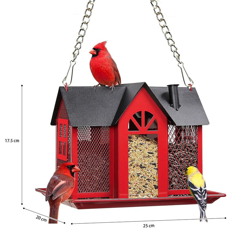 Metal Hanging Bird Feeder with 3 Compartments