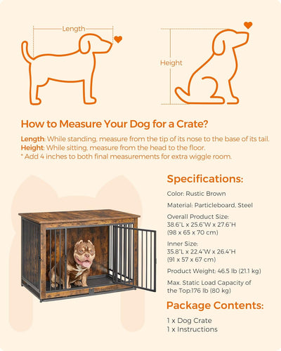 Dog Crate Furniture with Removable Tray