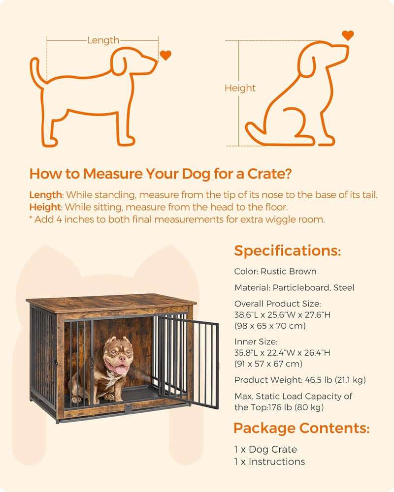 Dog Crate Furniture with Removable Tray