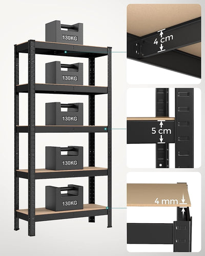 5-Tier Boltless Shelving Unit 30 x 75 x 150 cm (Set of 2)