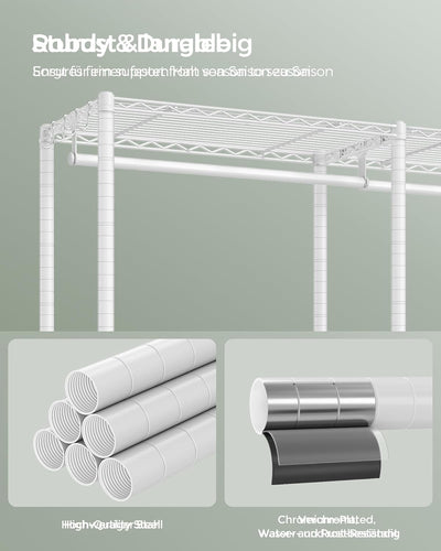 Heavy Duty Open Wardrobe Metal Coat Rack - White