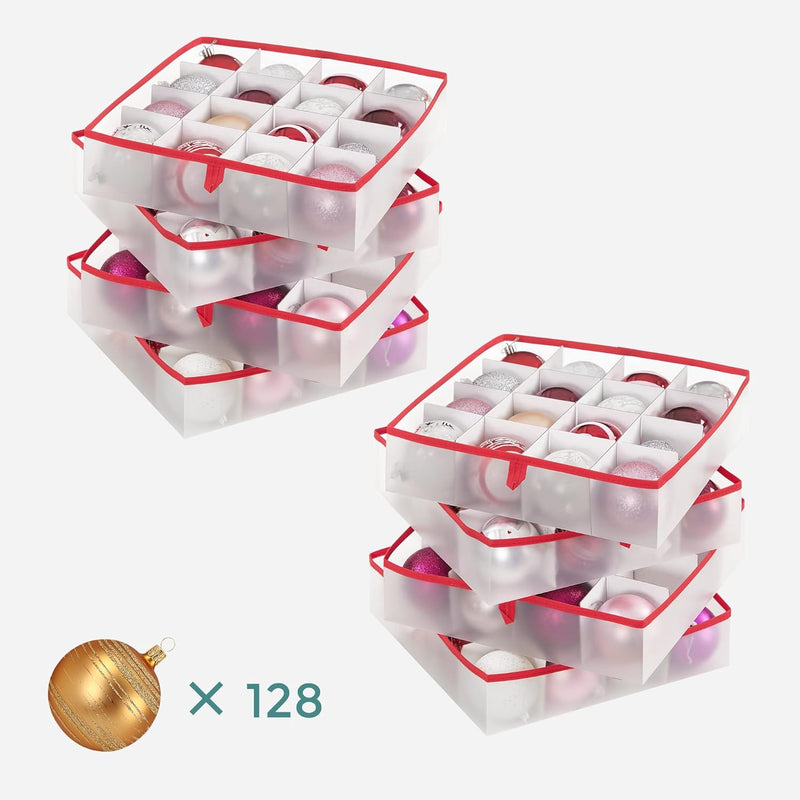 Christmas Ornament Storage Box Red – 128 Slots