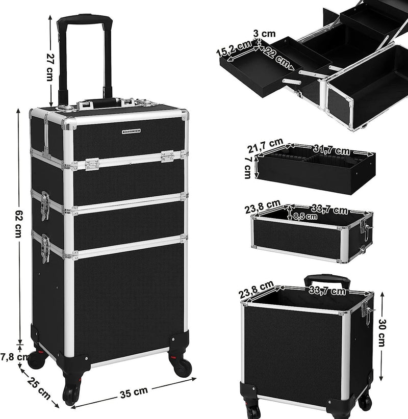 Professional Makeup Travel Trolley Rolling Case
