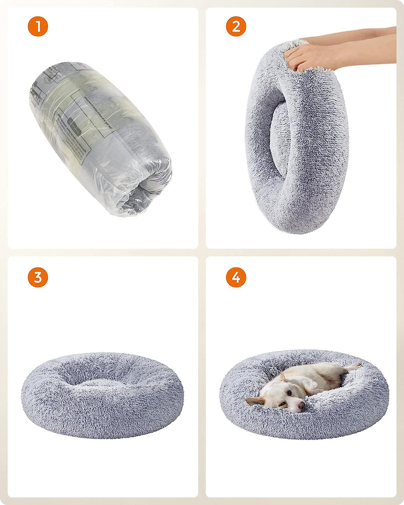 Fluffy Calming Pet Bed Large - Light Grey