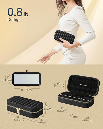 Jewellery Case Organiser with Mirror - Black