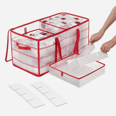 Christmas Ornament Storage Box Red – 128 Slots