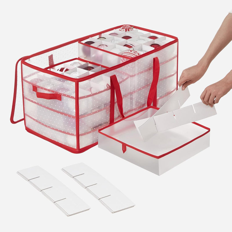 Christmas Ornament Storage Box Red – 128 Slots