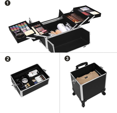 Professional Makeup Travel Trolley Rolling Case