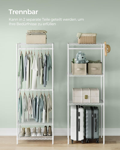 Heavy Duty Open Wardrobe Metal Coat Rack - White
