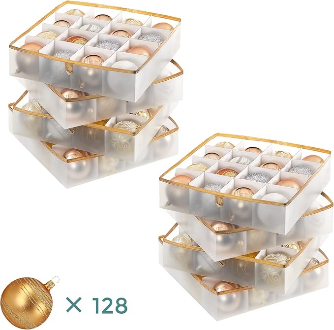Christmas Ornament Storage Box Gold - 128 Slots